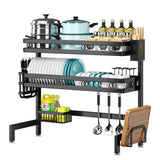 95cm Double Tier Dish Drying Rack Holder Drain caddy Kitchen Drainer Storage Over Sink Organiser