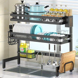 95cm Double Tier Dish Drying Rack Holder Drain caddy Kitchen Drainer Storage Over Sink Organiser