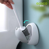 Ecoco Silicone Water Drop Toilet Brush Holder Set Wall-Mounted Cleaning Brush Tool Grey