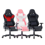 7 RGB Lights Bluetooth Speaker Gaming Chair Ergonomic Racing chair 165° Reclining Gaming Seat 4D Armrest Footrest Pink White