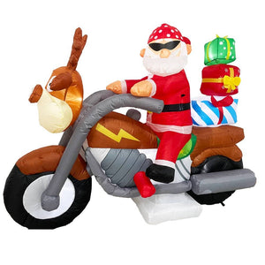 PREORDER Radiant Christmas Lights Elk Motorcycle Gift Xmas Inflatable Santa 2.1m Long