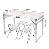 Folding Camping Table Aluminium Portable Picnic Outdoor BBQ Desk 4 Cloth Stool