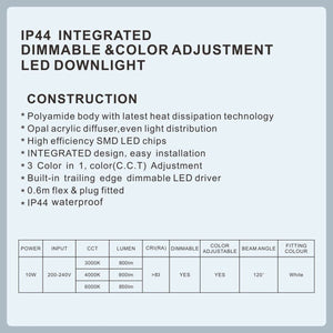 1 PCS LED DOWNLIGHT KIT 90MM NON DIM 10W 3 COLOR IN 1 WARM WHITE COOL WHITE DAY LIGHT TRI COLOR