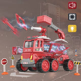 PREORDER DanBaoLe Magnetic Fire Truck DIY Assembly Eneineering Vehicle with Music Lights Red Christmas Gift