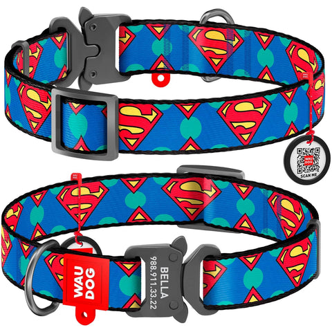 Collar Company Dog Collar Nylon - Printed with - SUPERMAN LOGO 31-49CM