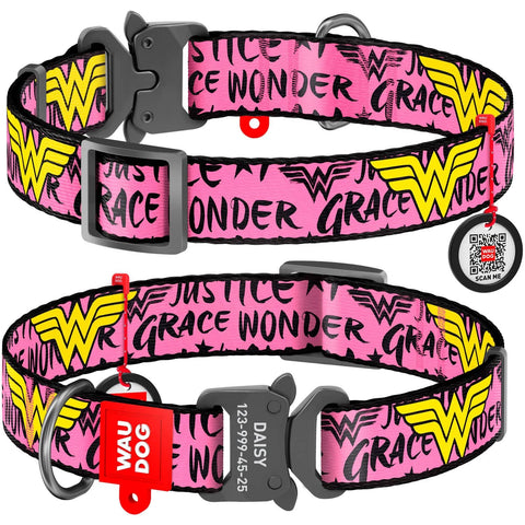 Collar Company Dog Collar Nylon - Printed with - WONDER WOMAN 31-49CM