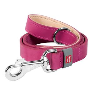 Waudog Flat Leather Clip Leash 25MM PINK 122CM