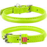 Waudog Leather Round Dog Collar  25-33CM GREEN