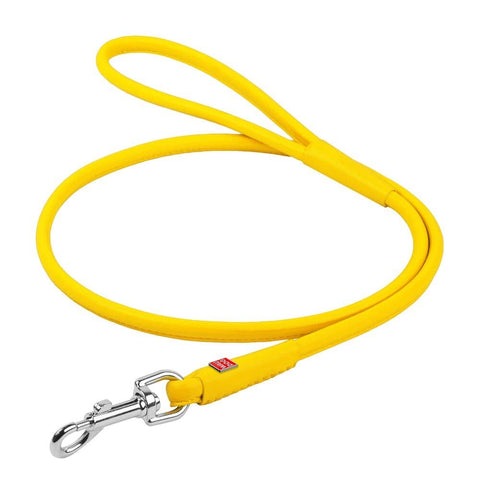 Waudog Leather Round Clip Leash W6MM - L183CM YELLOW