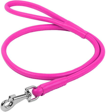 Waudog Leather Round Clip Leash W8MM - L183CM PINK