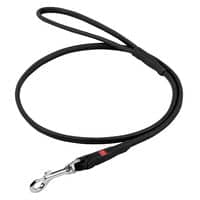 Waudog Leather Round Clip Leash W13MM- L183CM BLACK