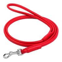 Waudog Leather Round Clip Leash W13MM- L183CM RED