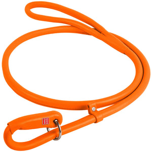 Waudog Leather Round Slip Leash W6MM- L183CM ORANGE