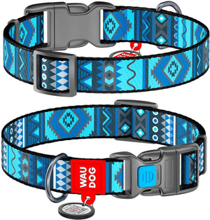 Collar Company Dog Collar Nylon - Printed with - ETNO BLUE 24-40CM