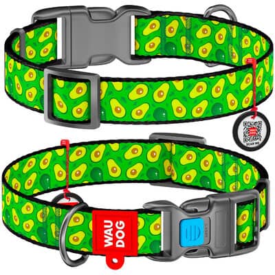 Collar Company Dog Collar Nylon - Printed with - AVOCADO 23-35CM