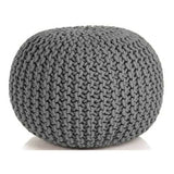 Braided Ottoman Pouffe Footstool Hand Knitted (Grey)