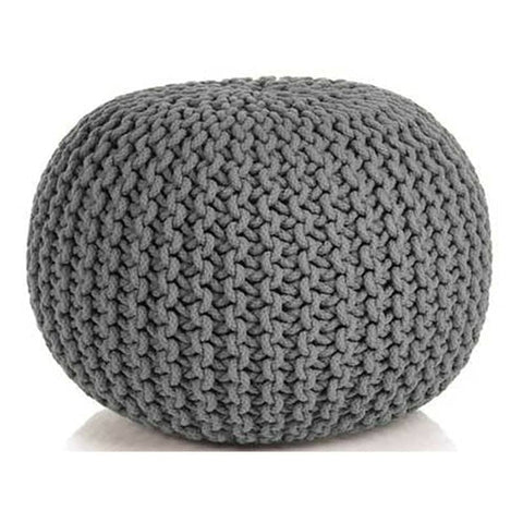 Braided Ottoman Pouffe Footstool Hand Knitted (Grey)