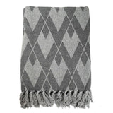 Soft Cotton Handloom Bed & Sofa Throw Blanket Plaid Pattern Grey