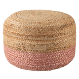 Ombre Hand Braided Jute Cotton Pouf Ottoman 50 x 35 cm (Pink)