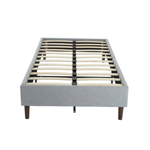 Bedframe with Wooden Slats (Light Grey) &#8211; Single