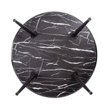 Round Dining Table Minimalist Marble Effect Black