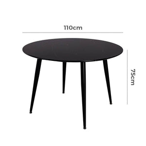 Round Dining Table Minimalist Marble Effect Black