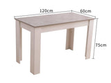 Dining Table Rectangular Wooden 120M-Grey & White