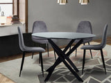 Round Marble-Effect Table - Black