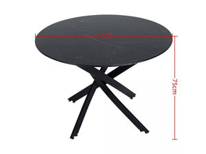 Round Marble-Effect Table - Black