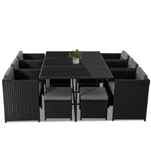 Bali 11 Piece Outdoor Dining Set - Black