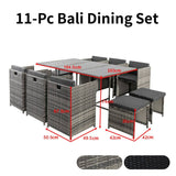 Bali 11 Piece Outdoor Dining Set - Grey