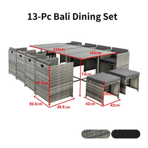 Bali 13PC  Outdoor Dining Set - Grey