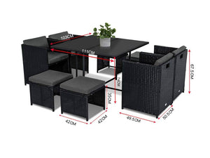 Horrocks 8 Seater Outdoor Dining Set - Black