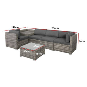 6PCS Outdoor Modular Lounge Sofa Coogee - Grey