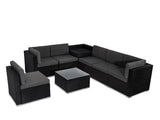 8PCS Outdoor Furniture Modular Lounge Sofa Lizard - Black