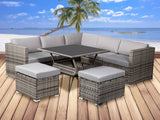 8PC Outdoor Dining Set Wicker Table & Chairs-Grey