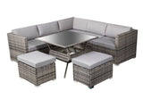 8PC Outdoor Dining Set Wicker Table & Chairs-Grey