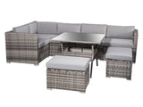 8PC Outdoor Dining Set Wicker Table & Chairs-Grey