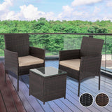 3PC Outdoor Bistro Set Brown with Beige Cushion