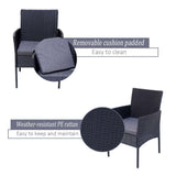 3PC Outdoor Table and Chairs Set - Black