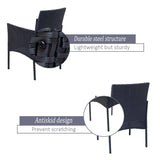 3PC Outdoor Table and Chairs Set - Black