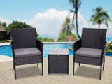 3PC Outdoor Table and Chairs Set - Black