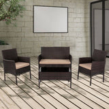 4 Seater Wicker Outdoor Lounge Set &#8211; Brown