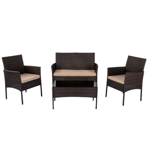 4 Seater Wicker Outdoor Lounge Set – Brown