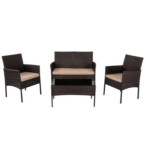 4 Seater Wicker Outdoor Lounge Set &#8211; Brown