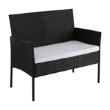 4 Seater PE Wicker Outdoor Lounge Sofa Set-Black