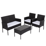 4 Seater PE Wicker Outdoor Lounge Sofa Set-Black