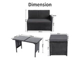 Ella 8-Seater Modular Outdoor Garden Lounge and Dining Set with Table and Stools in Black