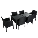 Coogee 6 Seater Wicker Outdoor Dining Set Black