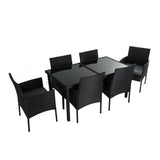 Coogee 6 Seater Wicker Outdoor Dining Set Black